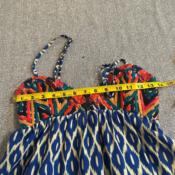 THML - Geographic Tribal Maxi Small Blue Diamond Boho Dress - Picture 4 of 5